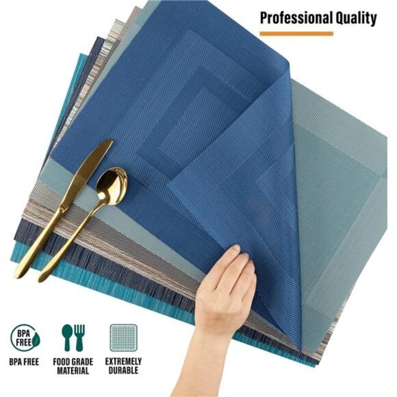 Placemats for Dining Table Set of 8 Waterproof, Woven Place Mats - Picture 3 of 14